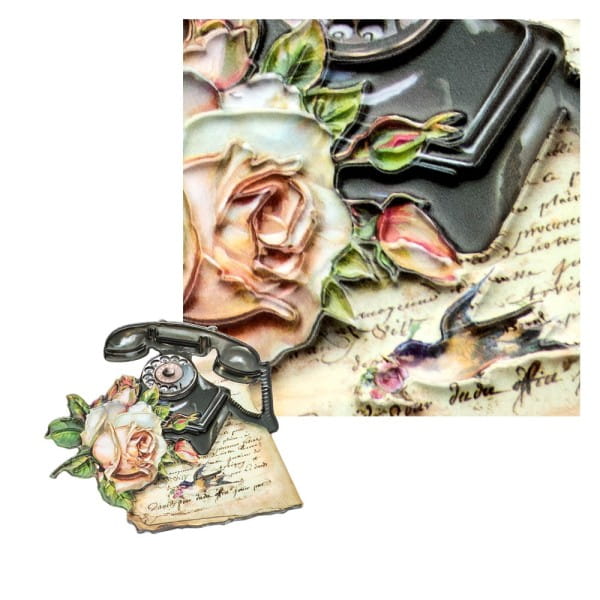 3-D Relief-Sticker, Vintage-Rosengrüße 5, verschiedene Größen, selbstklebend
