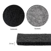 Filzgleiter Mix, 7 verschiedene Formen und Größen, 0,4cm stark, schwarz, selbstklebend, 133 Stück