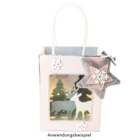 Geschenktaschen mit Folien-Sichtfenster & Henkel, 7,5cm x 12,5cm, 16,5cm, weiß, schwarz, 6 Stück