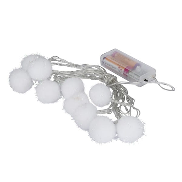 LED-Lichterkette, irisierende Pompons, weiß, 10 LEDs in Warmweiß, 3,5m lang, Timer | Lichterketten | LED & Leucht-Deko | Deko- & Geschenkartikel