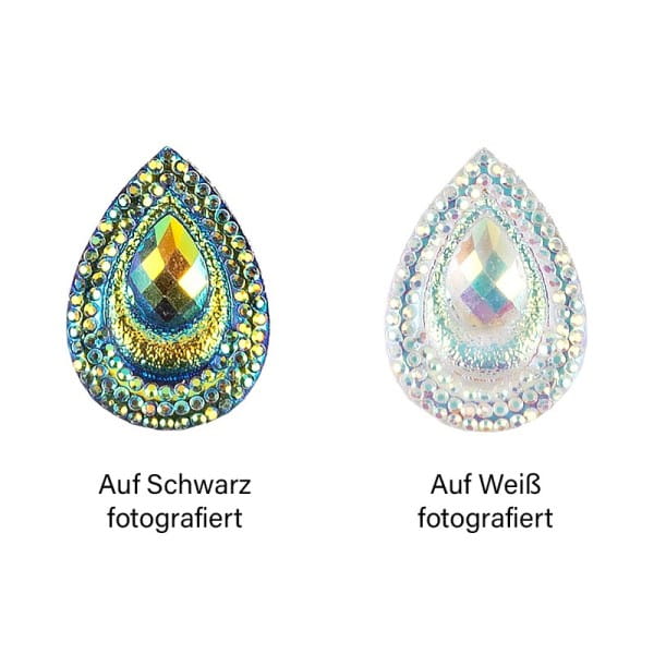 Kristallkunst-Schmucksteine, Tropfen 5, 1,7cm x 2,4cm, transparent, klar, irisierend, 28 Stück