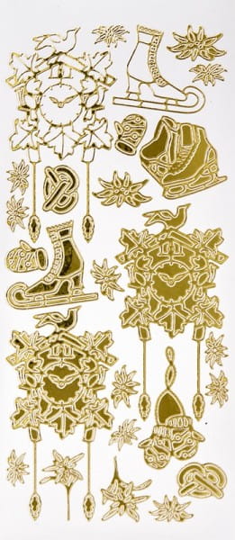 Sticker, Schlittschuhe & Kuckucksuhren, Spiegelfolie, gold