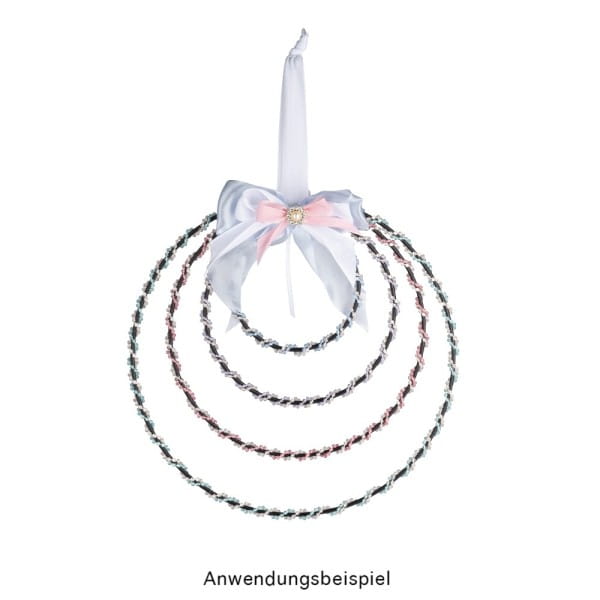 Perlen-Band, 10m lang, Perlen: Ø 3mm, transparent, rosa