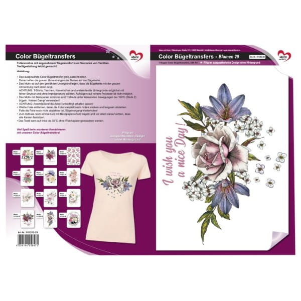 Color Bügeltransfers, DIN A4, Blumen 29