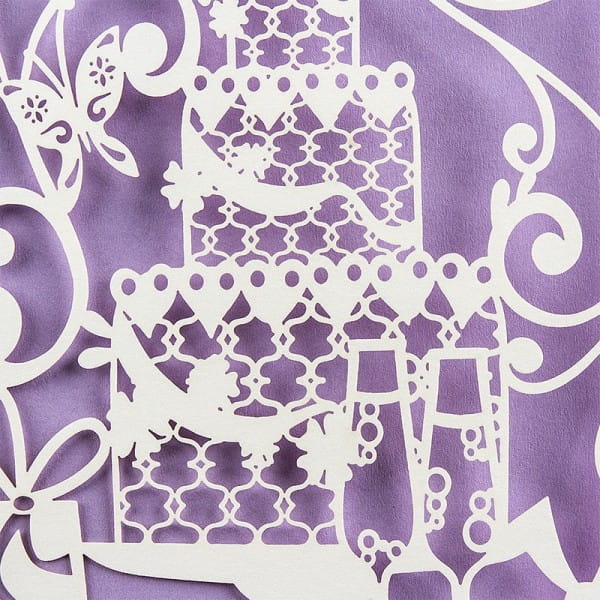 Laser-Grußkarte "Hochzeit 3", 12cm x 18cm, mit Umschlag & fliederfarbenem Einleger