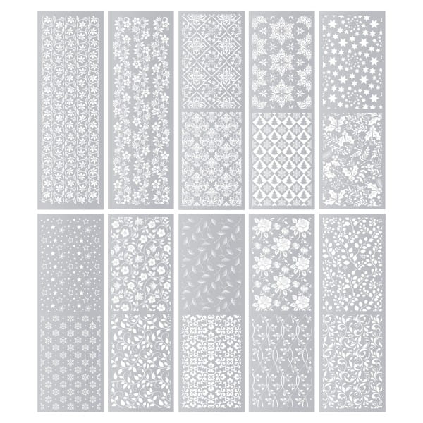 Premium-Transfers, Florare Bordüren & Ornamente, 10cm x 30cm, Silberfolie, 10 Bogen