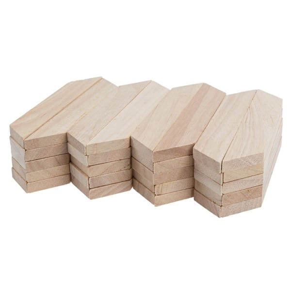 Bastelklötzchen, mit Gehrungsschnitt 2, 16cm x 2,3cm x 0,8cm, glatt geschliffen, 40 Stück