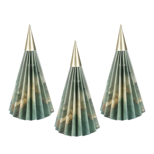 Magnet-Falt-Tannen, Design 5, Ø8,5cm, 12,5cm hoch, 180g/m², inkl. Tannenspitzen, 3 Stück