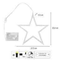 LED-Stern-Rahmen zum Aufhängen, 2 Größen, 26/49 LEDs in Warmweiß, Timer-Funktion, 2 Stück
