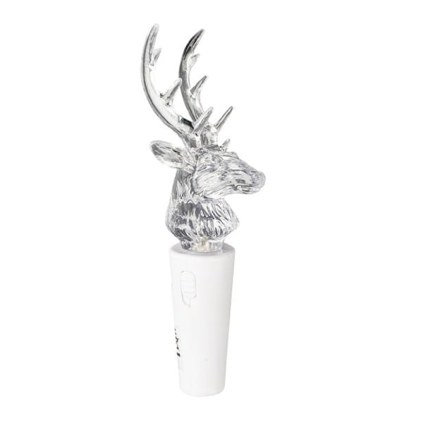 LED-Flaschenlicht mit 2 LED-Lämpchen, Rentier, 12,5cm hoch, weiß