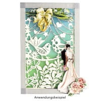 Laser-Grußkarte "Hochzeit 5", 12cm x 18cm, mit Umschlag & violettem Einleger