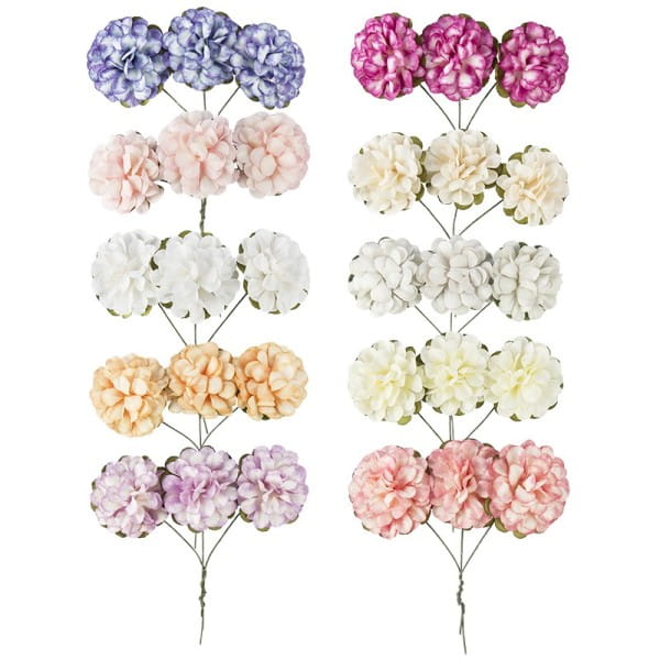 Deko-Blüten, Hortensien, Ø 3cm, 10 verschiedene Farben, 90 Stück