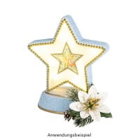 Deko-Blüten Weihnachtsstern 1, Ø 8cm, weiß mit grünen Blättern, 15 Stück