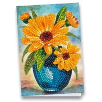Diamond-Painting-Grußkarte, Ringelblumen in Vase, 11,5cm x 16,5cm, inkl. Zubehör