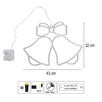 LED-Glocken zum Aufhängen, 32cm x 43cm x 0,5cm, 80 LEDs in Warmweiß