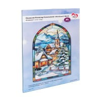 Diamond-Painting-Fensterbild, Glaskunst-Optik XL, Winterdorf, 22,2cm x 35,4cm, 500µ