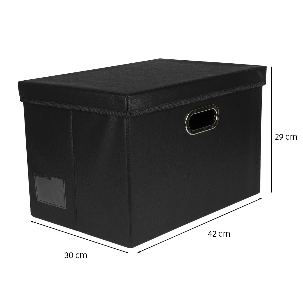 Faltbare Aufbewahrungsboxen mit Deckel, schwarz, Lederoptik, 42cm x 30cm x 29cm, 2 Stück | Sortier- & Aufbewahrungsboxen | Aufbewahrung & Ordnungshelfer | Bastelbedarf