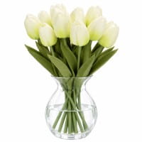 Deko-Blumen, Tulpen, 33cm lang, cremeweiß, realistische Optik, 10 Stück