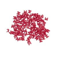 Miniatur-Schmuckstein-Schmetterlinge, perlmutt, 0,6cm x 0,6cm x 0,3cm, rot, 100 Stück