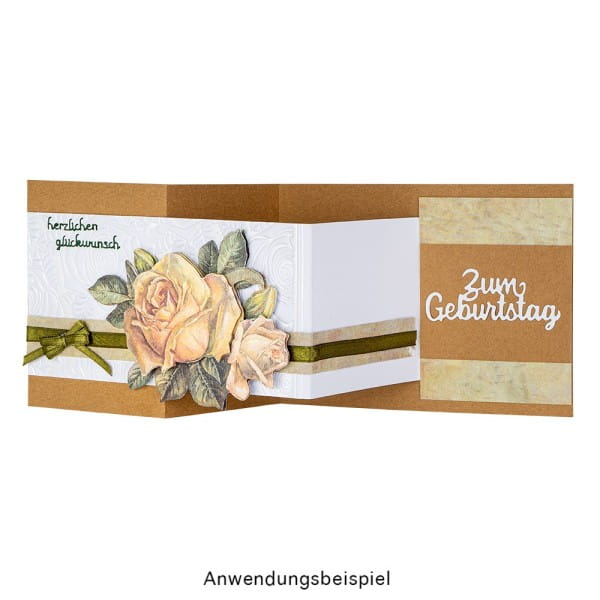 3-D Motive, Vintage-Rosen, mit Perlmutt-Leinenstruktur, 7-10,5cm, 10 Motive