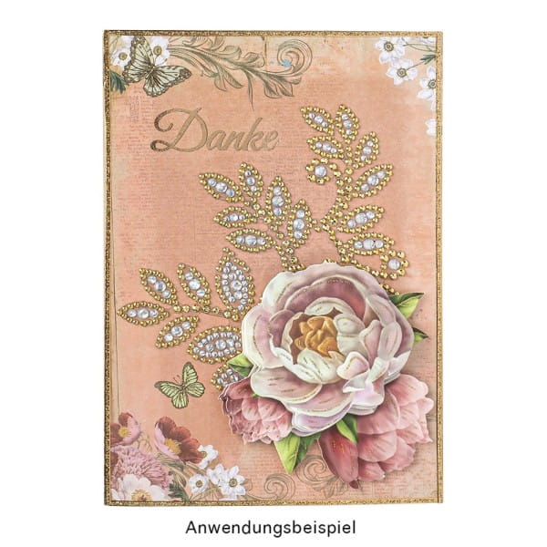 Strass-Ornamente, Blumen & Blätter, mehrfarbig, teilweise mit Veredelung, 5 Bogen