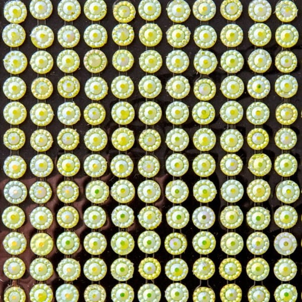 Schmuckstein-Bordüren, selbstklebend, facettiert, irisierend, Ø5mm, 29cm, 16 Stück, gelb