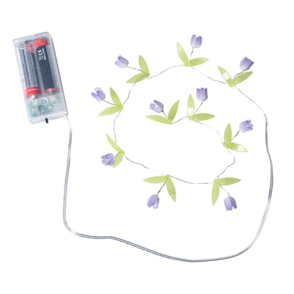 LED-Drahtlichterkette Blümchen, 10 LEDs in Warmweiß, 0,75m lang, Timer