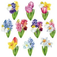 3-D Motive, Frühlingsblumen, 5-9 cm, 10 Stück