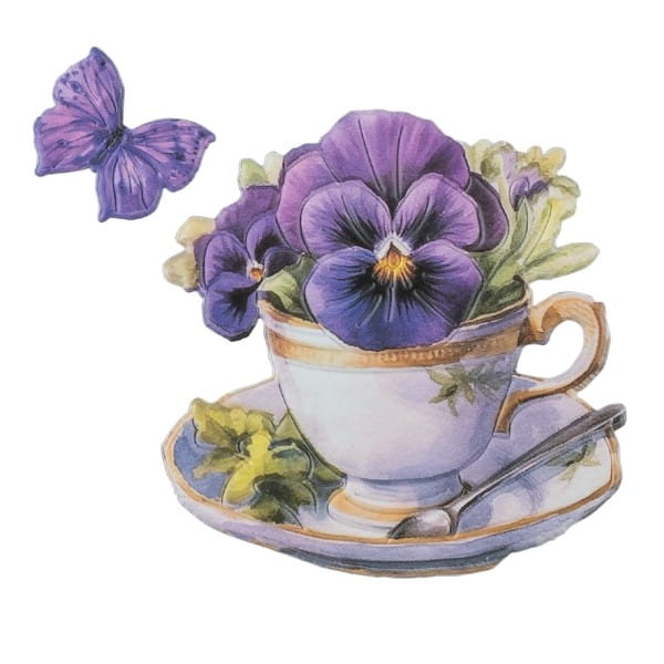 3-D Relief-Sticker, Blumen in Tasse 9, verschiedene Größen, selbstklebend