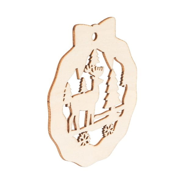 Holz-Deko, Winterszenen, 9 versch. Designs, je 7 Stück, flach, 1,7mm stark, natur, 63 Teile