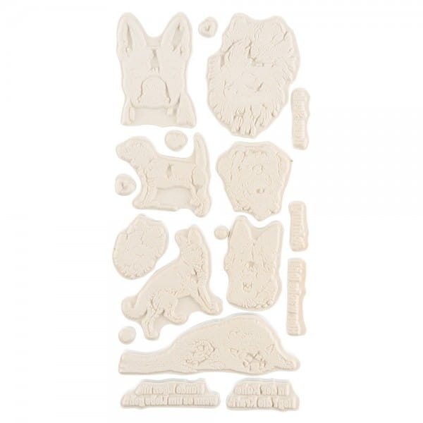 Feinkontur-Stempel, einzelne Motive auf Trägerfolie, Hunde