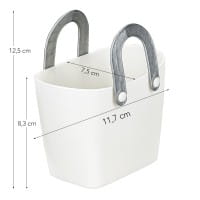 Deko-Gefäß mit Henkeln, 8,3cm x 11,7cm x 7,5cm, Rohling, weiß