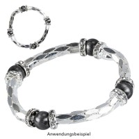 Perlen, Rund, Tigerauge, Ø 0,9cm, anthrazit-silber, 32 Stück