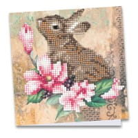 Diamond-Painting-Grußkarte, Hase & Blumen 1, 16cm x 16cm, inkl. Zubehör