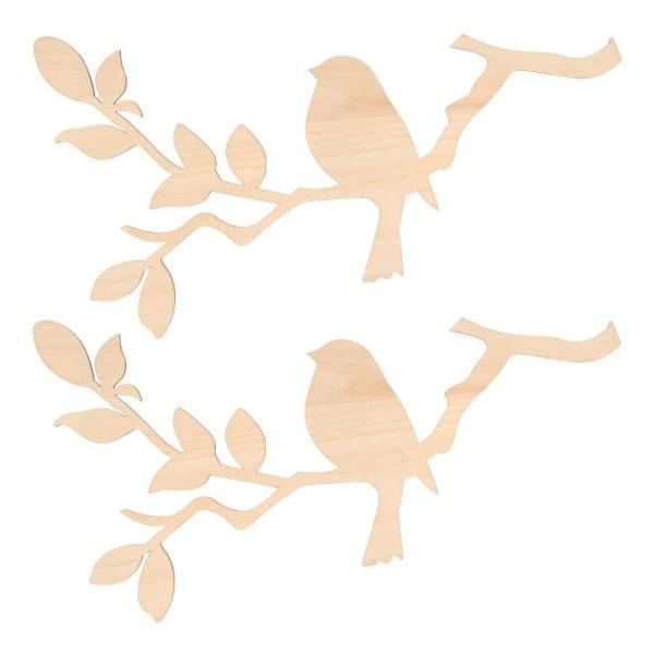 Äste mit Vogel, 40cm x 22,7cm, 4mm stark, 2 Stück | Deko & Figuren aus Holz | Holz | Bastelbedarf