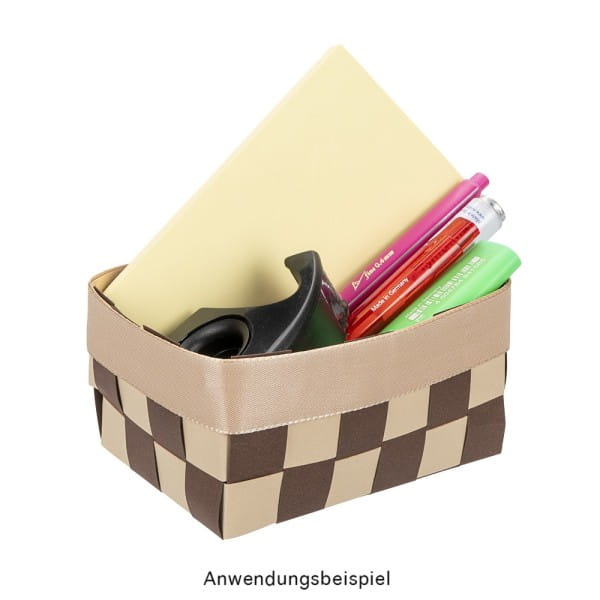 Flechtkörbe aus Papier, zum Selberflechten, 12cm x 8cm x 6,5cm, Braun-,Grau-,Beigetöne, 10 Stück