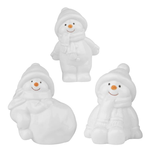 Deko-Figuren, Schneemänner 1, 3 Designs & Größen, weiß, 3 Stück | Weihnachts-Figuren | Basteln Weihnachten | Bastelbedarf für Anlässe