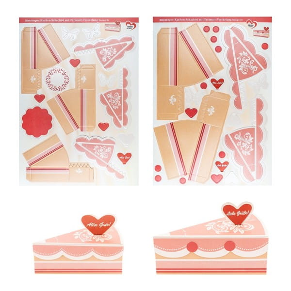 Stanzbogen, Kuchen-Schachteln, Design 2b & 2c, DIN A4, 10 Stück