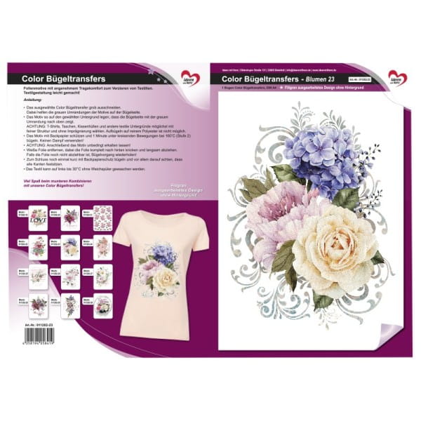 Color Bügeltransfers, DIN A4, Blumen 23