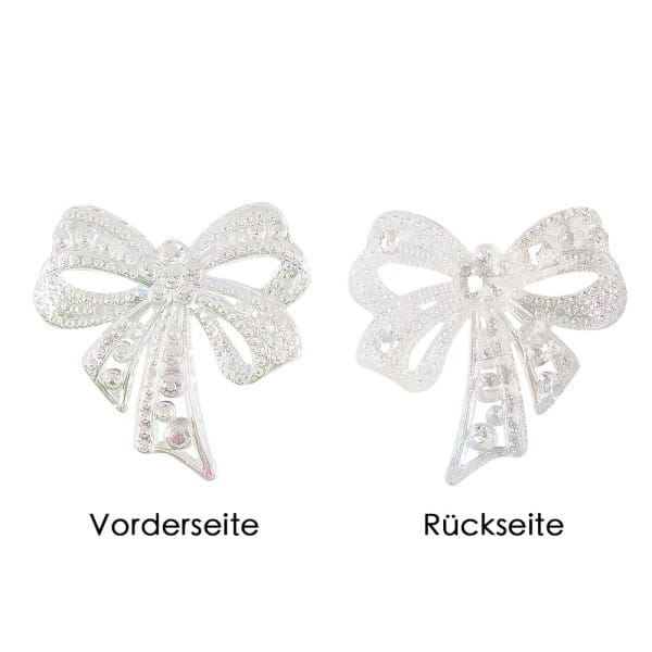 Kristallkunst-Schmucksteine, Schleife, 4,5cm x 4,5cm, transparent, irisierend, weiß, 7 Stück