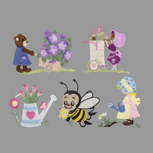 Stick-Designs, Frühlingszeit 1, 9cm bis 13,5cm, 5 Stück