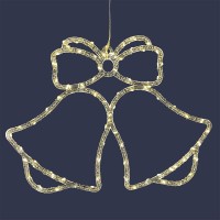 LED-Glocken zum Aufhängen, 32cm x 43cm x 0,5cm, 80 LEDs in Warmweiß