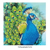 Diamond-Painting-Grußkarte, Pfau, 16cm x 16cm, inkl. Zubehör