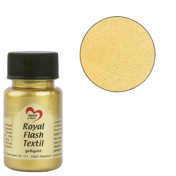 Royal Flash Textil, Glitzer-Metallic-Farbe, 50 ml, gelbgold