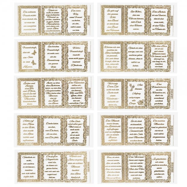 Gravur-Sticker, Lebensweisheiten 2, transparent/gold, 10 Bogen
