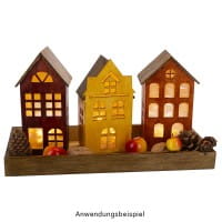 Häuser aus Holz, Sortierung 3, 4 verschiedene Größen und Designs, mit Öffnung, 4 Stück