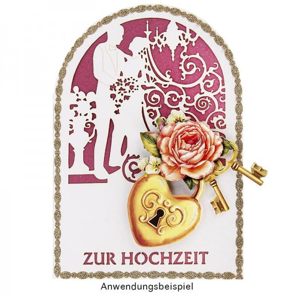 Laser-Grußkarten, Zur Hochzeit 1, 11,3cm x 16,1cm, naturweiß, inkl. Einleger & Umschläge, 10 Stück