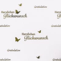 Blockbodenbeutel, Gratulation, 12cm x 8cm, 25cm hoch, mit Goldfoliendruck, 30 Stück