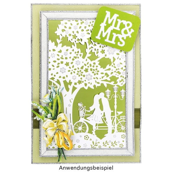 Laser-Grußkarte "Hochzeit 2", 12cm x 18cm, mit Umschlag & fliederfarbenem Einleger