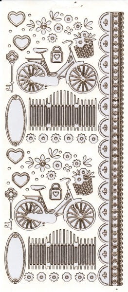 Sticker, "Marie Eve Bikes", Fahrrad, Perlmuttfolie, Goldkontur